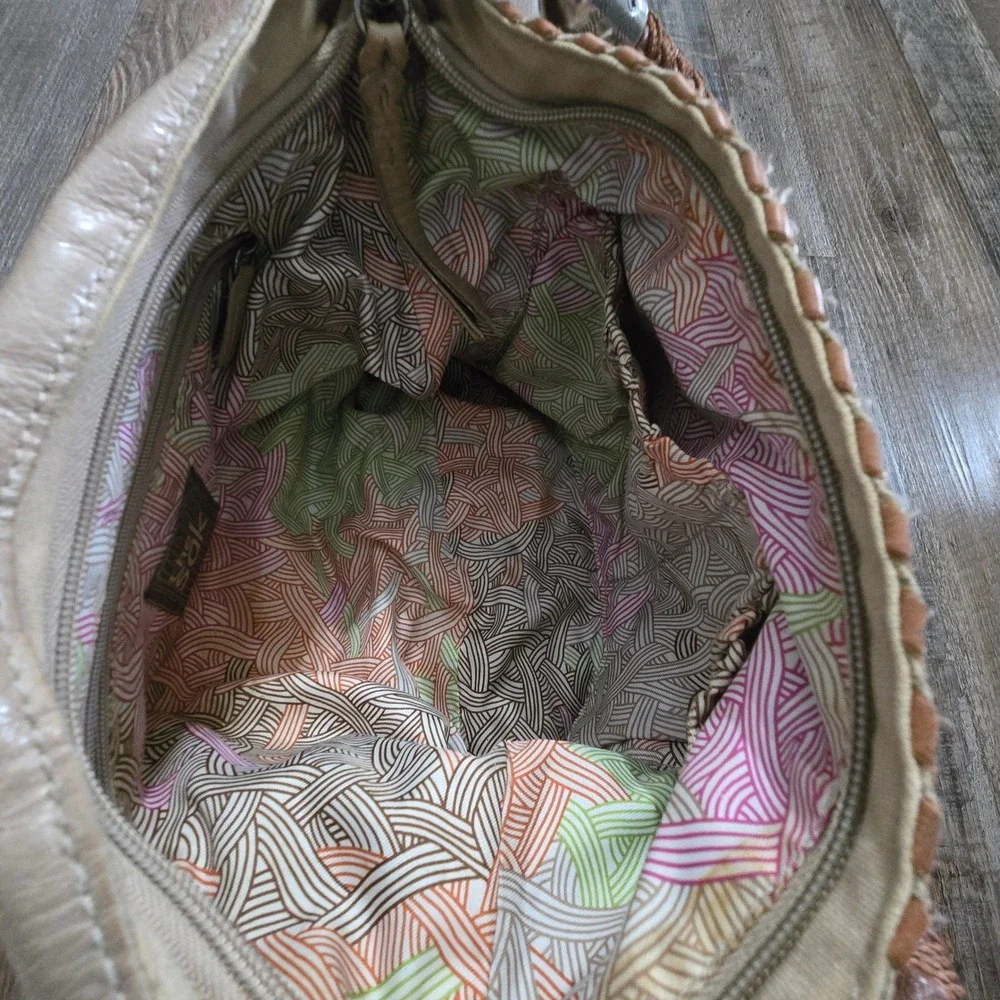 The Sak Beaded Leather Shoulder Strap Hobo Bag Womens Southwestern Western Boho